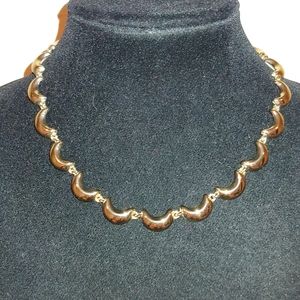 Monet Crescent Moon Shiny Gold Statement Necklace